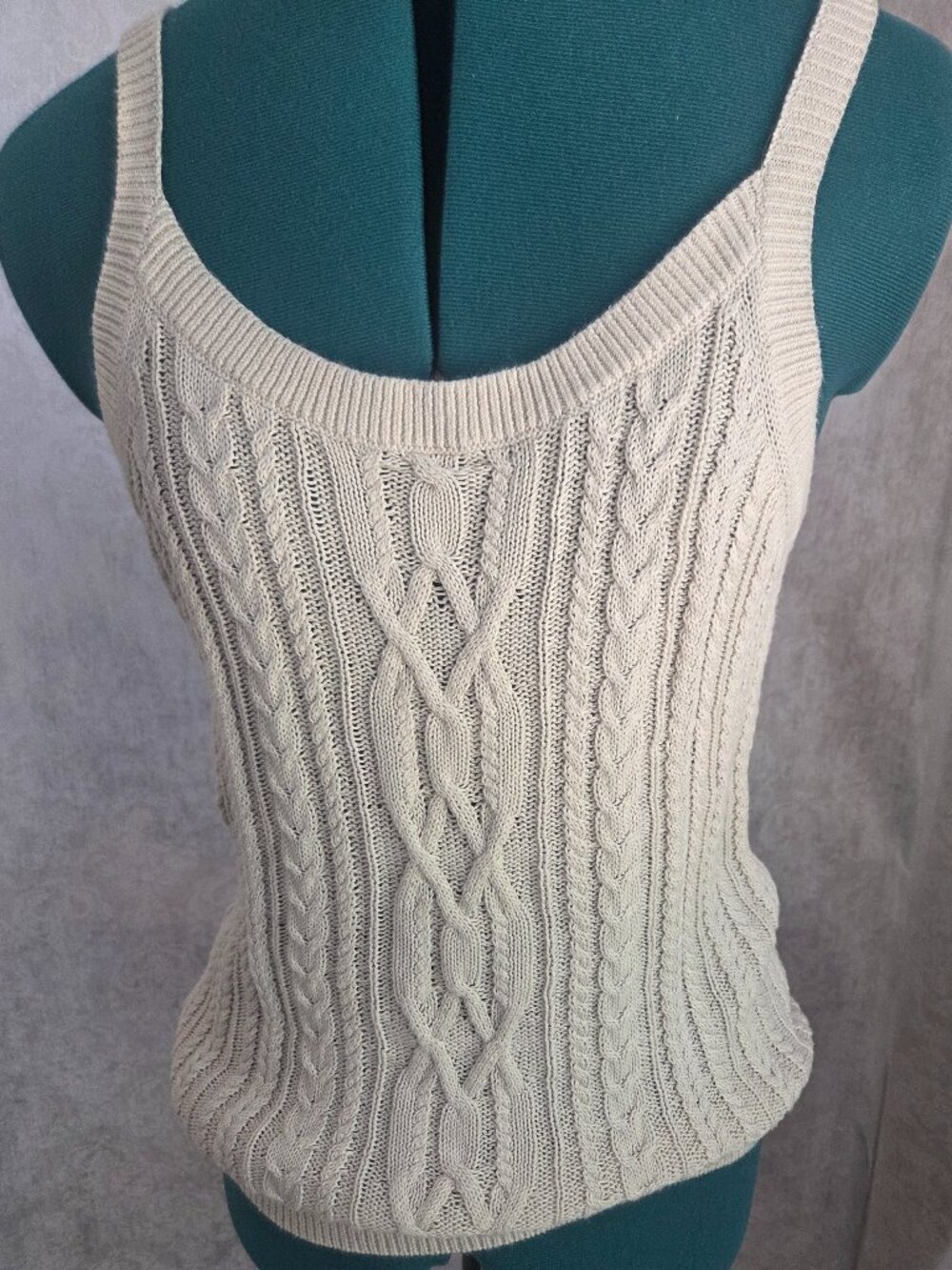 Soft beige cable sweater tank